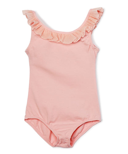 Girls Pink Ruffled Sleeveless Leotard