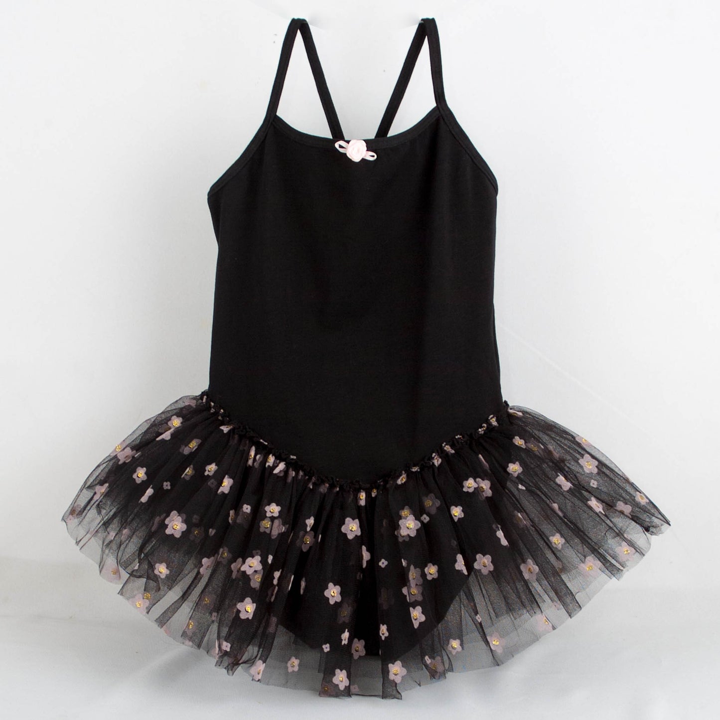 Girls Tulle Black Glitter Daisy Ballet Leotard