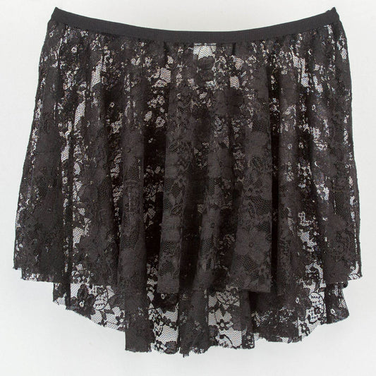 Girls Black High Lo Soft Stretchy Lace Dance Skirt