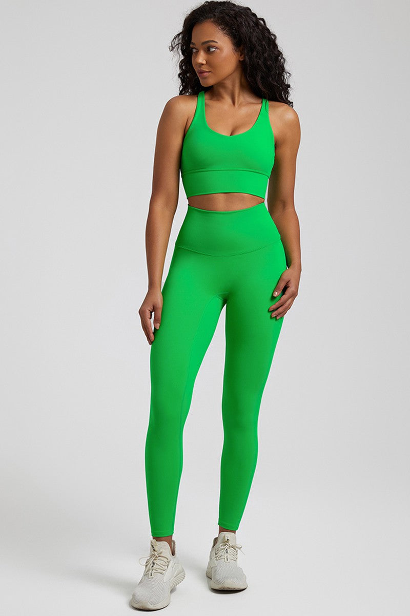 Winter Green Sports Bra & Leggings 2pc Set