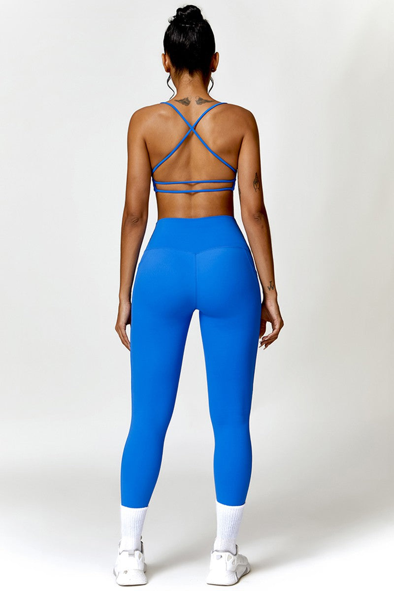 Triangle Blue Sports Bra & Legging Set