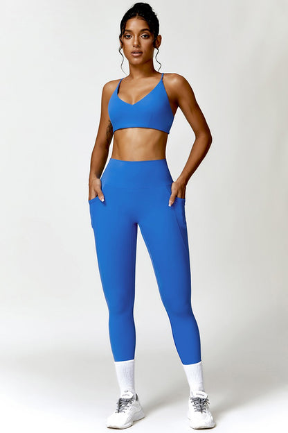 Triangle Blue Sports Bra & Legging Set