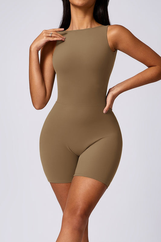 Sporty Quick Brown Dry Backless Romper