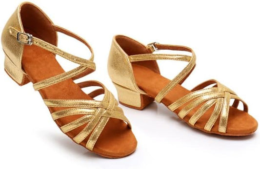 Girl's Ballroomo Dance Gold Shoes