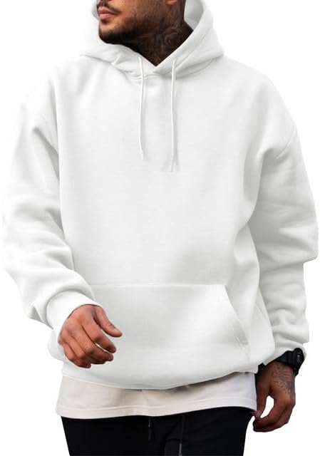 Men's Beige Drawstring Long Sleeve Hoodie