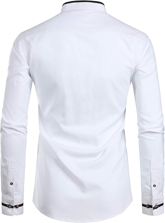 Men's Mandarin Collar Long Sleeve Shirt