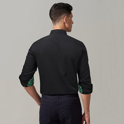 High-Quality Men's Casual Black-Green Shirt