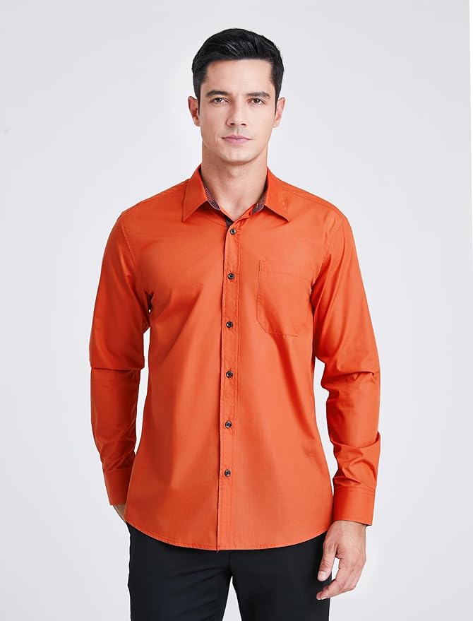 High-Quality Men's Casual Orange Shirt