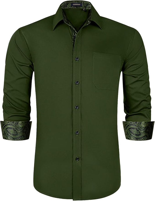 High-Quality Men's Casual Army Green Shirt