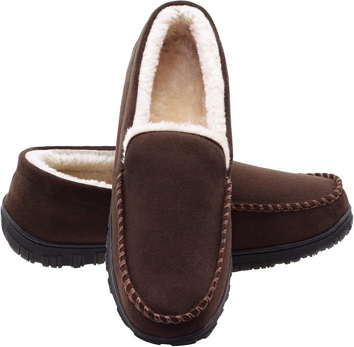 Men's Black Moccasin House Slippers