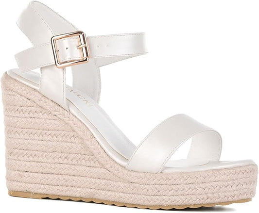 Platform White Wedge Ankle Strap Open Toe Sandals