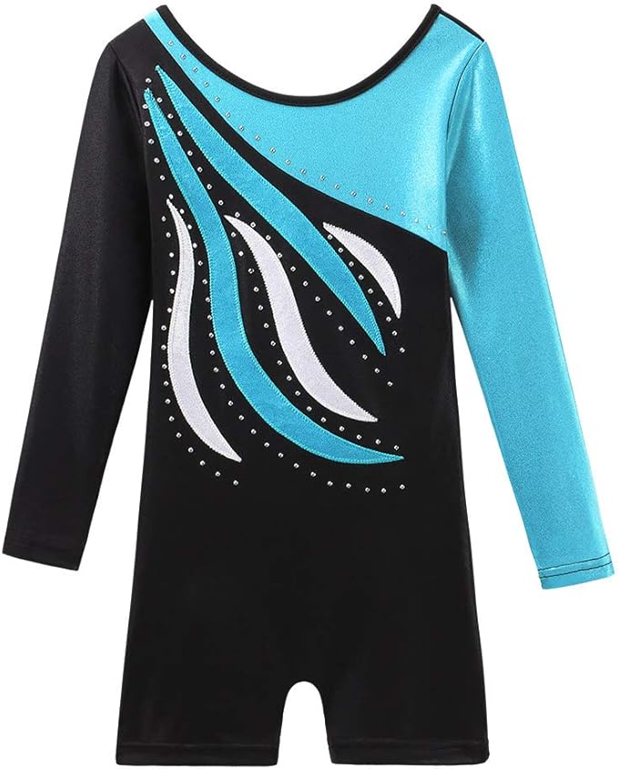 Girl's Dance Long-Sleeve Black-Blue Leotard