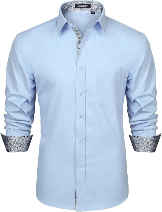 High-Quality Men's Casual Light Blue-Navy Shirt