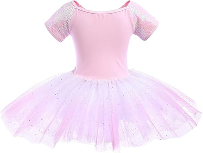 Girl's Blue Short Sleeve Ballerina Tulle Dress