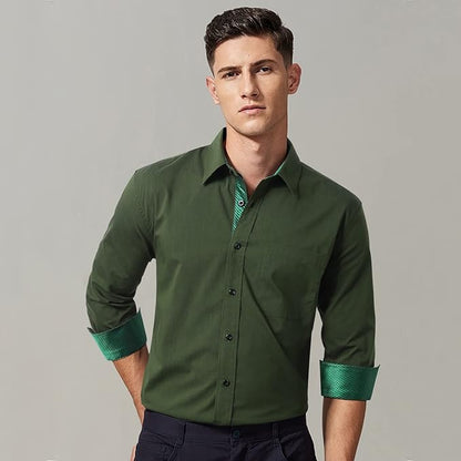 High-Quality Men's Casual Green Plaid Shirt