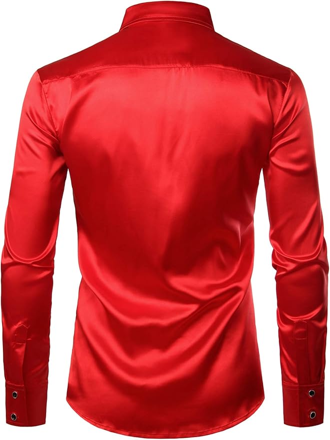 Sleek Men's Formal Long-Sleeve Red Shirt