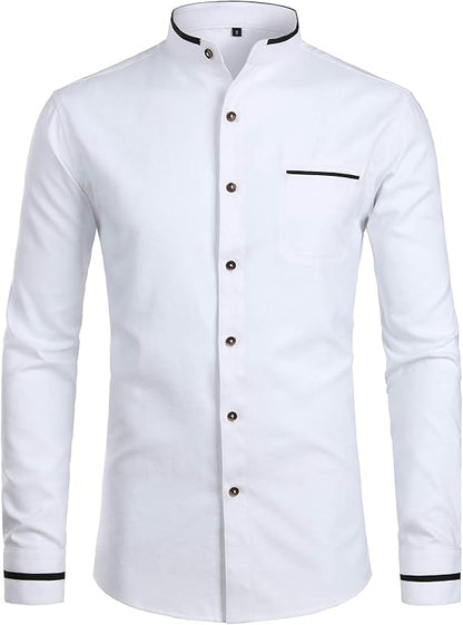 Men's Mandarin Collar Long Sleeve Shirt