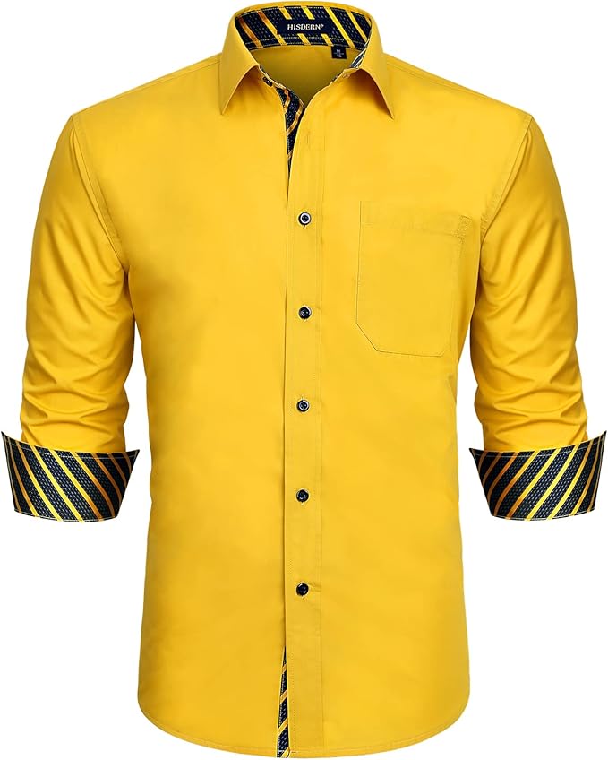 High-Quality Men's Casual Yellow Striped Shirt