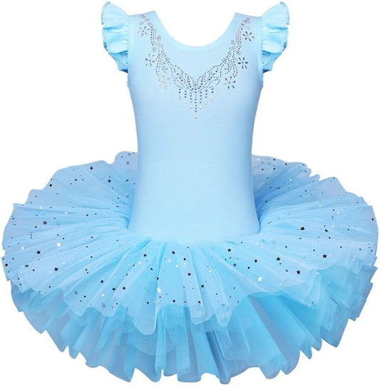 Girl's Ballet Tulle Sparkle Blue Costume Leotard