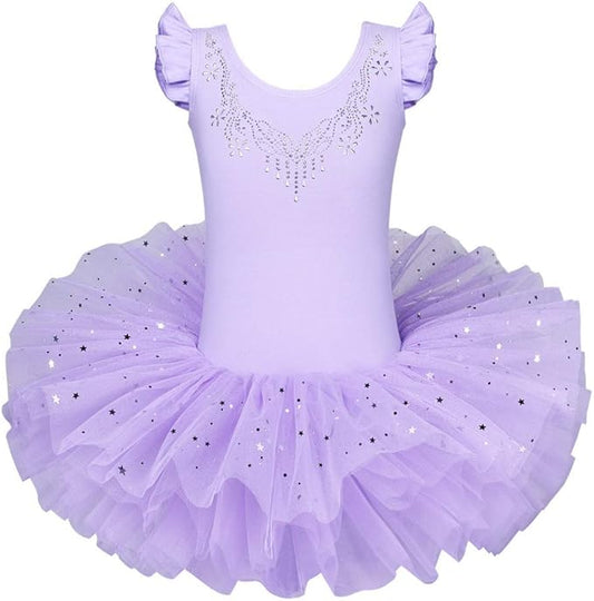 Girl's Ballet Tulle Sparkle Purple Costume Leotard