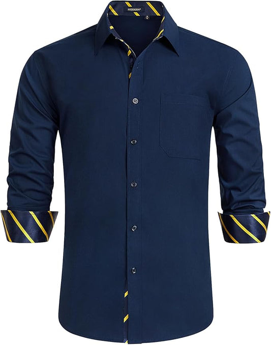 High-Quality Men's Casual Navy Striped Shirt