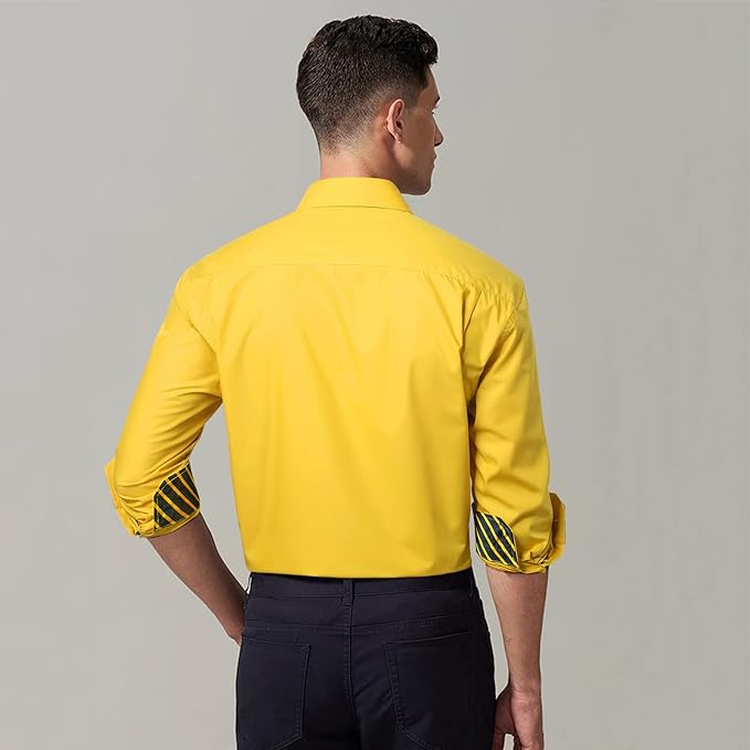 High-Quality Men's Casual Yellow Striped Shirt