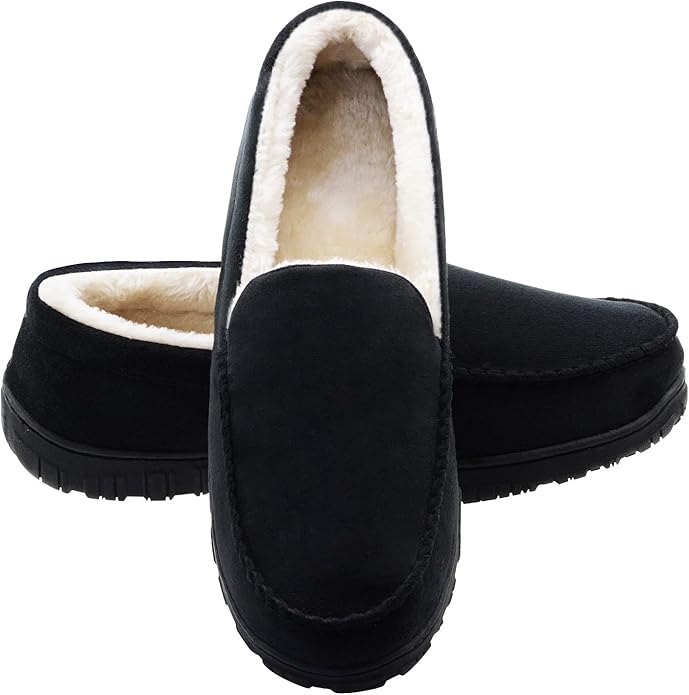 Men's Black Moccasin House Slippers