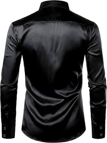 Sleek Men's Formal Long-Sleeve Black Shirt