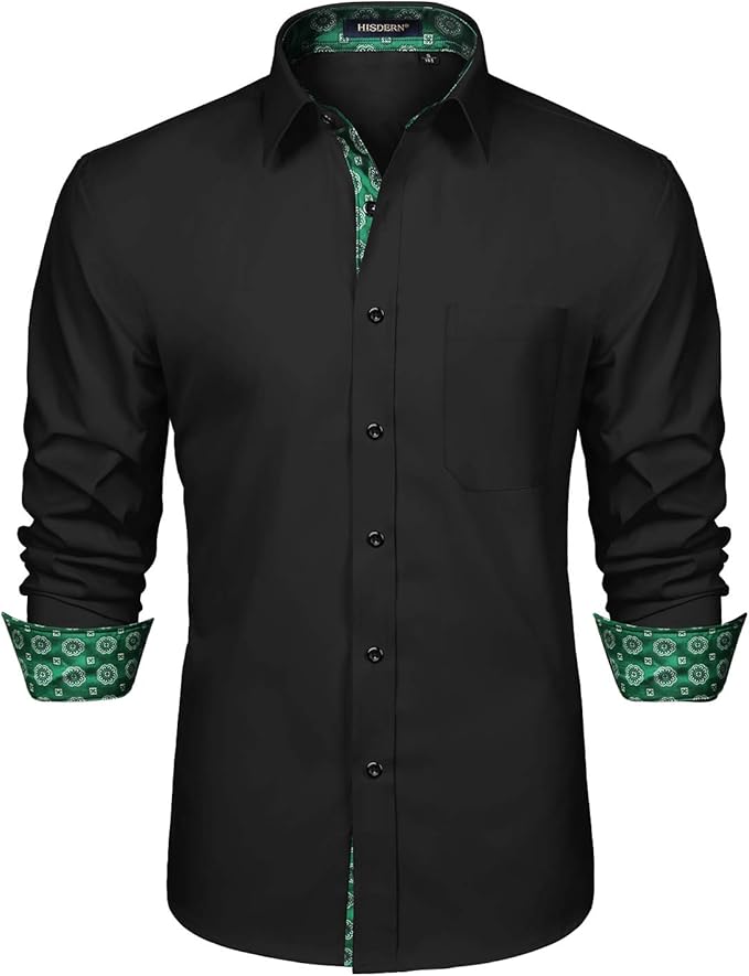 High-Quality Men's Casual Black-Green Shirt