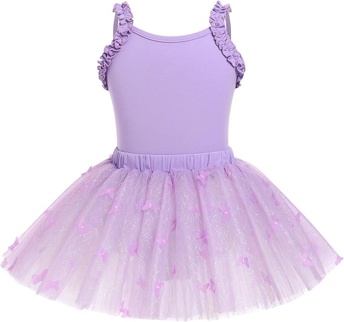 Girl's Butterfly Camisole Peach Pink Leotard Dress