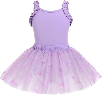 Girl's Butterfly Camisole Peach Pink Leotard Dress