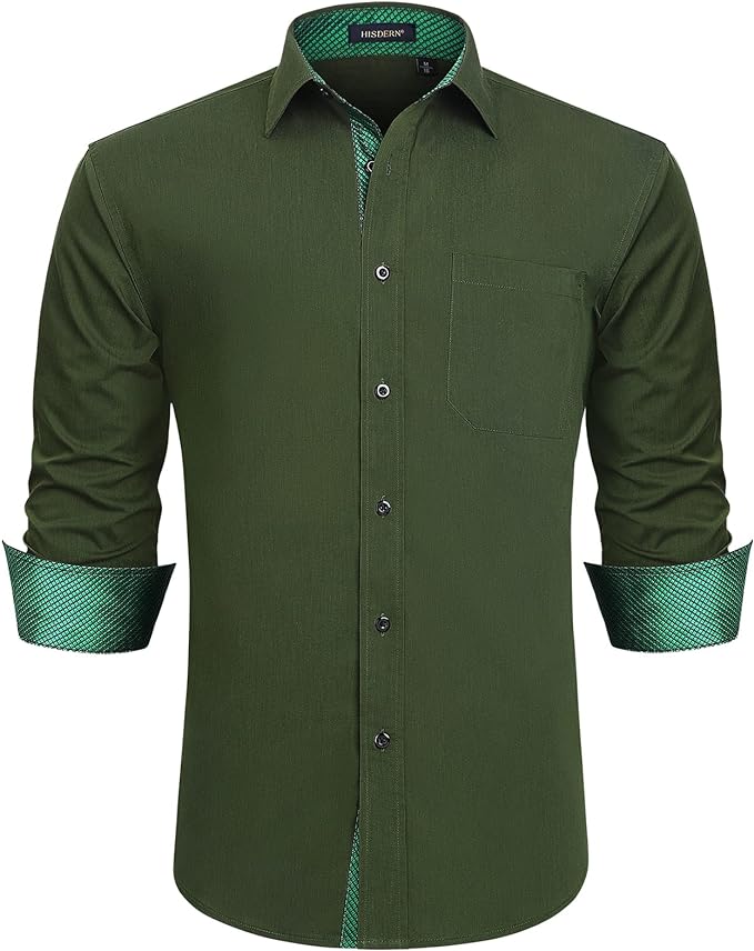 High-Quality Men's Casual Green Plaid Shirt