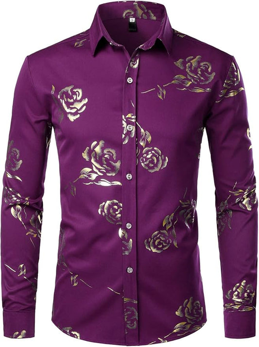 Men's Luxe Long Sleeve Purple Shirt