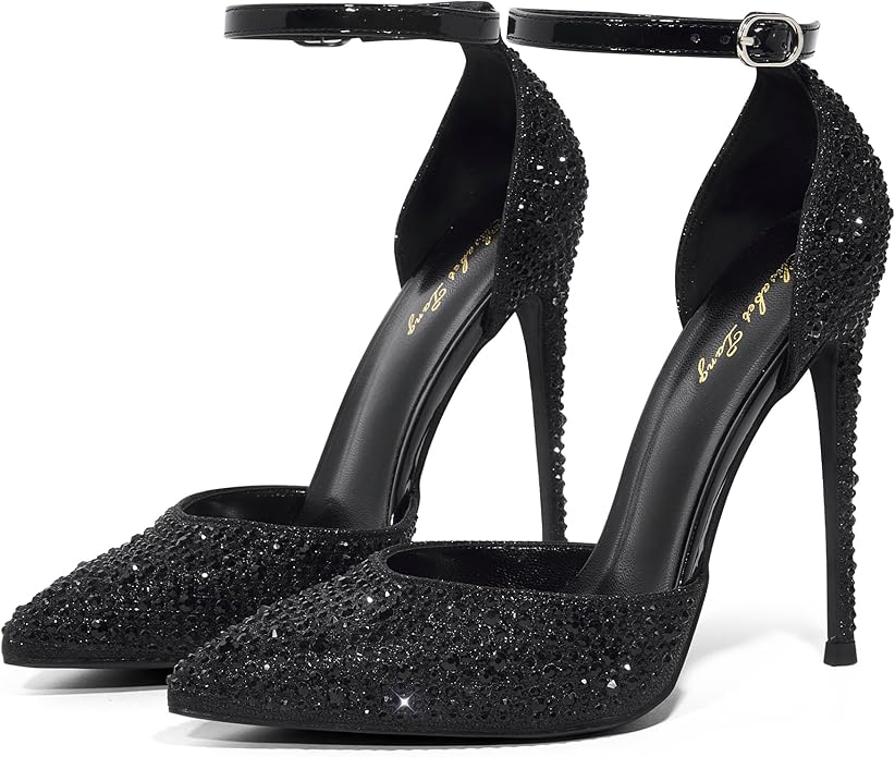 Sophisticated Black Rhinestone Party Wedding Pumps