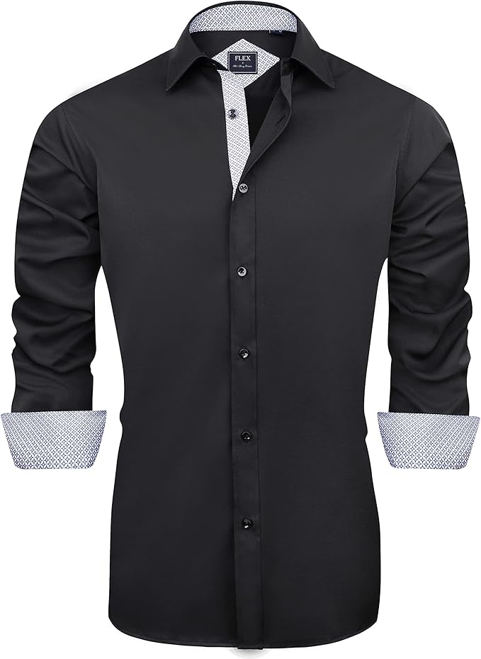 Men's Tailored Button-Down Black-White Shirt