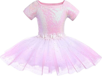 Girl's Blue Short Sleeve Ballerina Tulle Dress