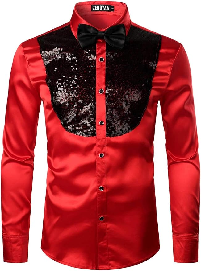 Sleek Men's Formal Long-Sleeve Red Shirt