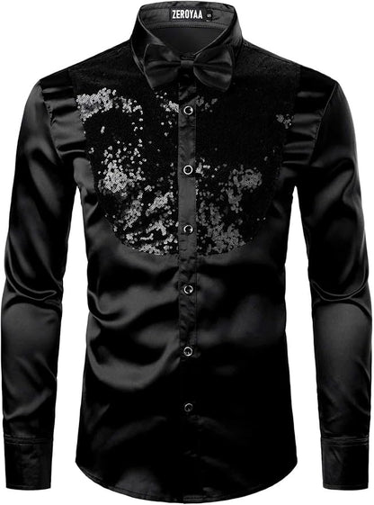 Sleek Men's Formal Long-Sleeve Black Shirt