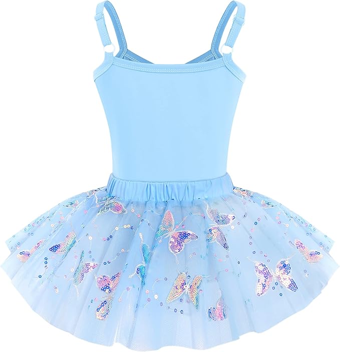 Girl's Butterfly Camisole Peach Pink Leotard Dress