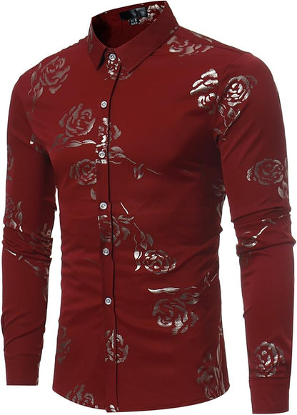 Men's Luxe Long Sleeve Wine Red Shirt