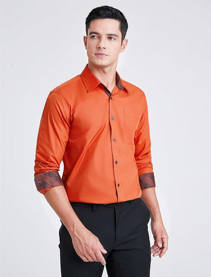 High-Quality Men's Casual Orange Shirt