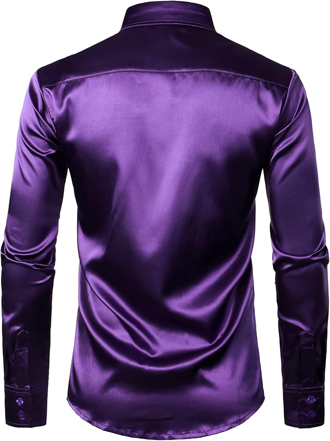 Sleek Men's Formal Long-Sleeve Purple Shirt