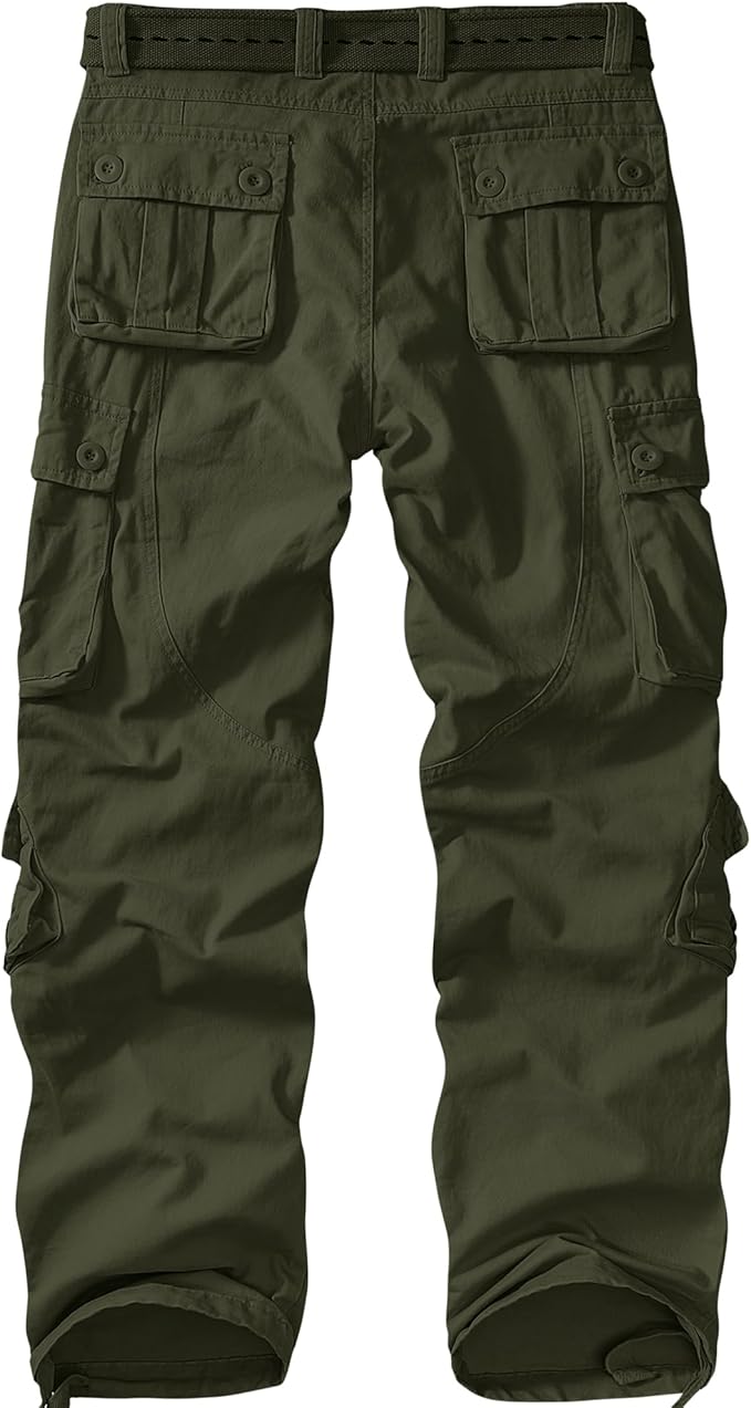 Men's Beige Military Style Cargo Pocket Pants