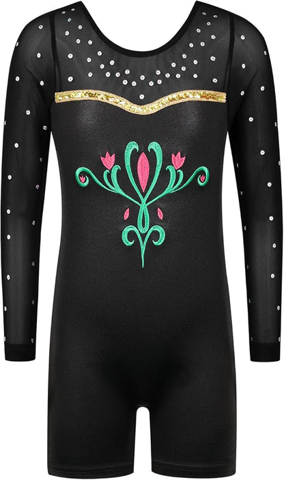 Girl's Dance Long-Sleeve Black-Blue Leotard