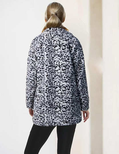 Cheetah White Print Faux Fur Jacket