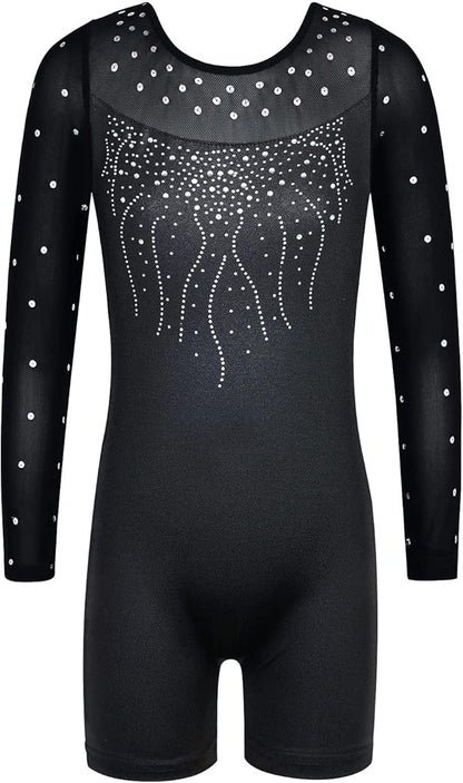 Girl's Dance Long-Sleeved Sequinblack Leotard