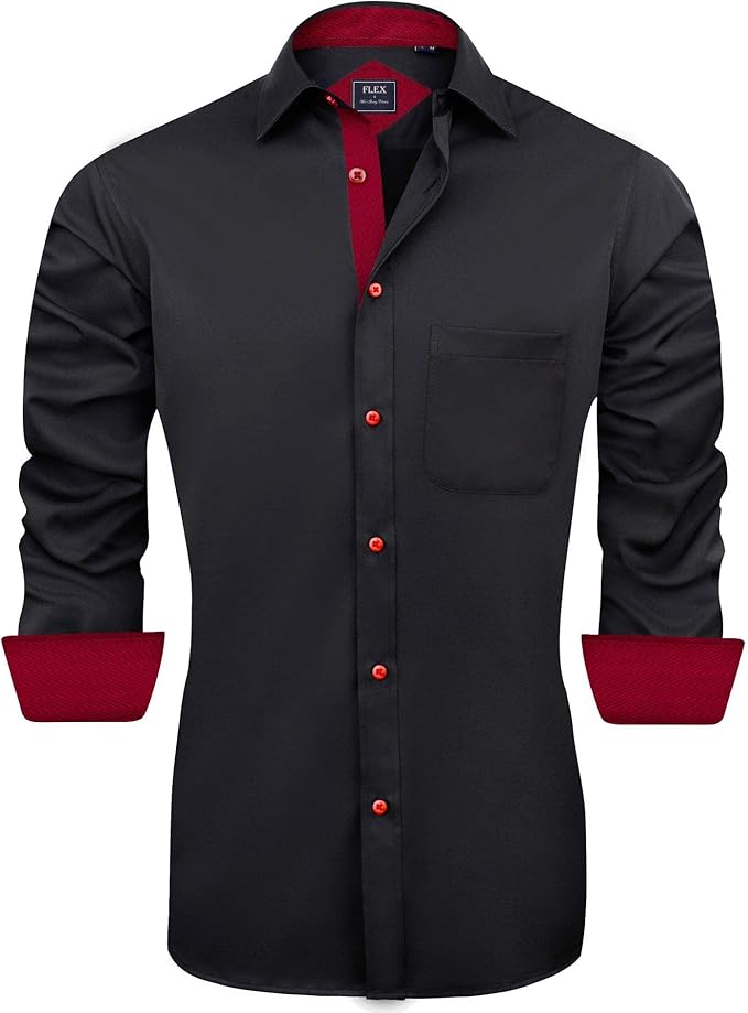 Men's Tailored Button-Down Black-Red Shirt