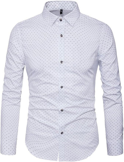 Men's Business-Casual Button White Shirt