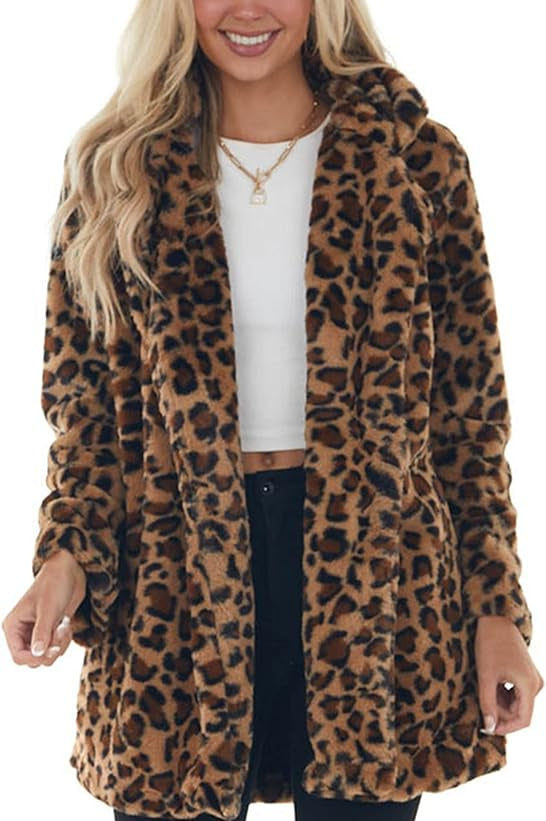 Cheetah White Print Faux Fur Jacket