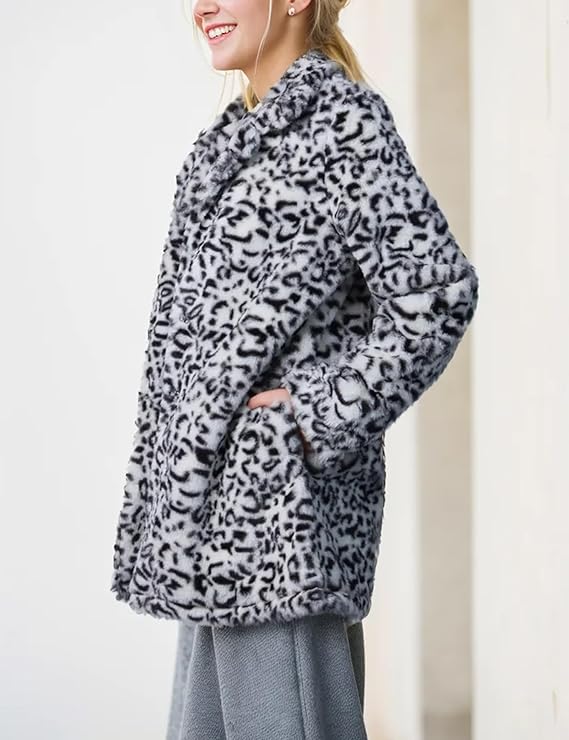 Cheetah White Print Faux Fur Jacket